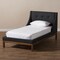 Baxton Studio Louvain Grey Upholstered Walnut-Finished Twin Sized Platform Bed 146-8153 - alternate 2
